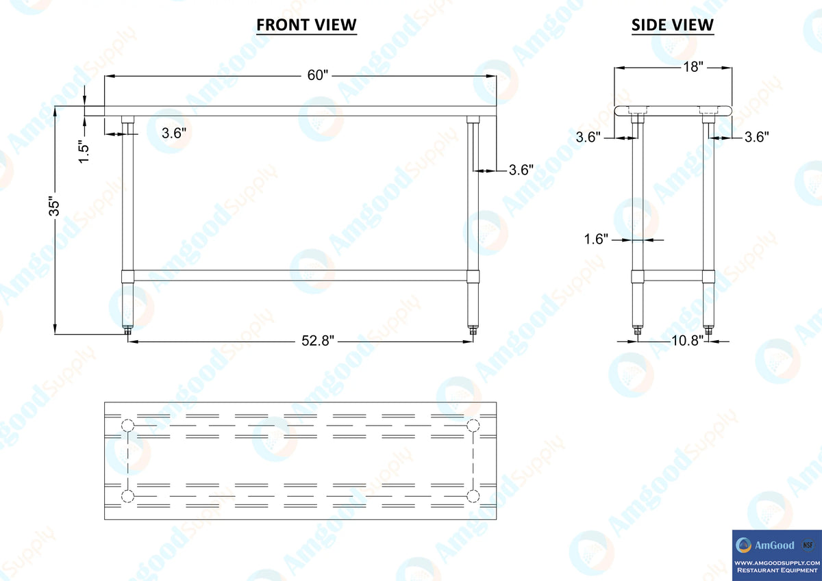 18" x 60" Stainless Steel Work Table with Undershelf K92389
