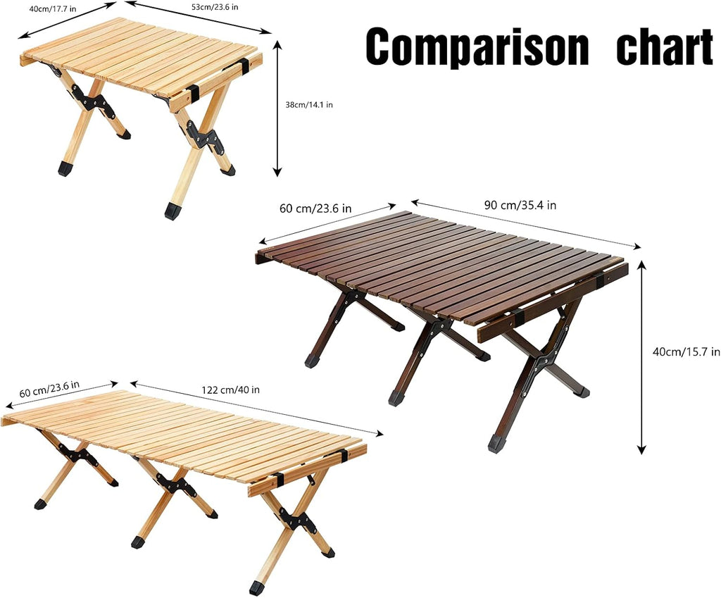 Portable Folding Wooden Camping Table with Carry Bag U573216