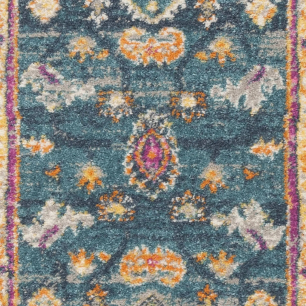 Blue Multi Floral Runner Rug 2'3" x 10' Y37534