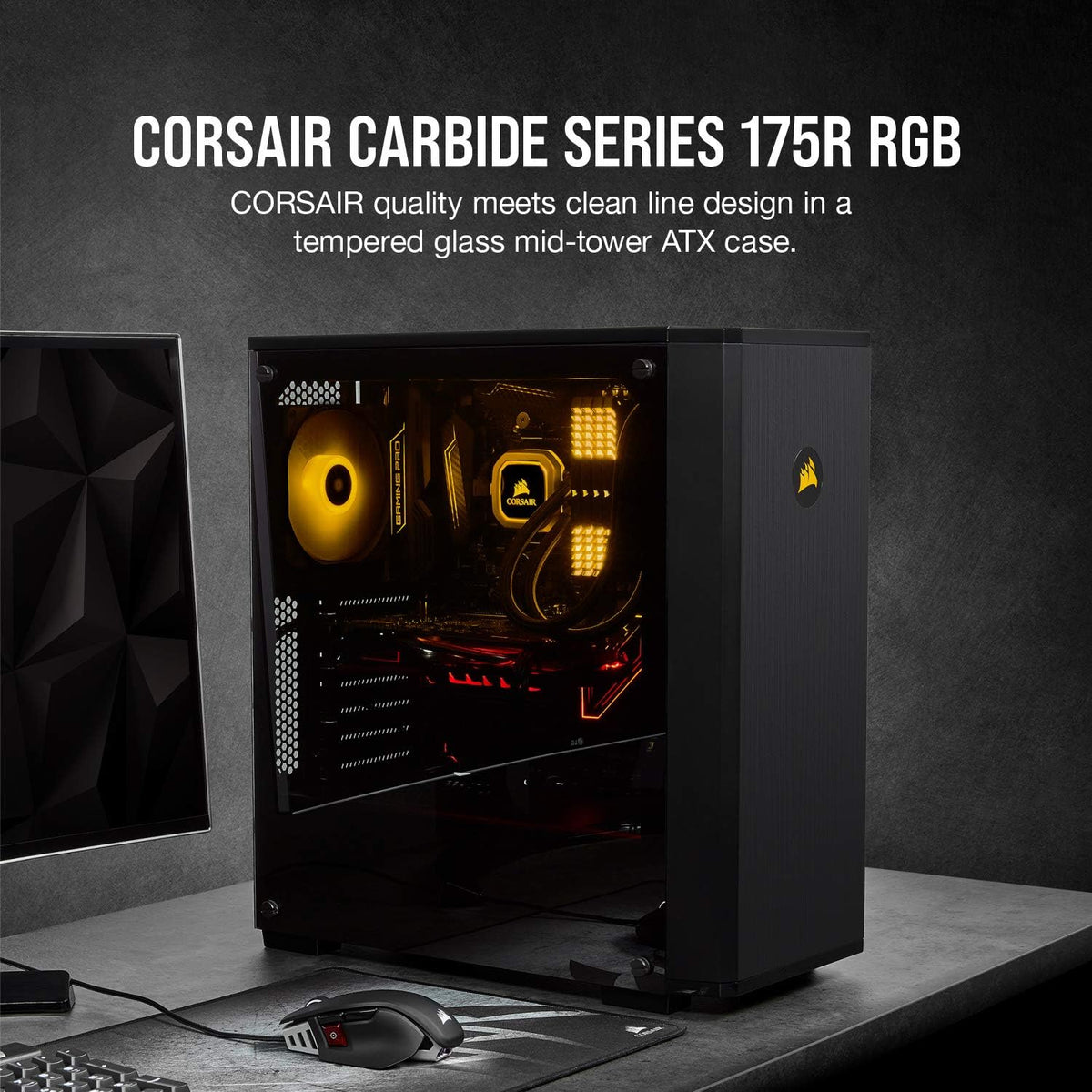 Black Tempered Glass Mid-Tower ATX Gaming Case J101273