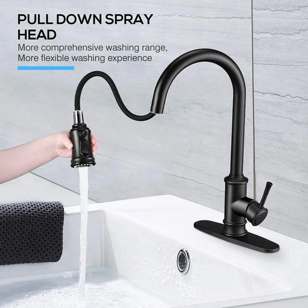 Black Stainless Steel Pull Down Kitchen Faucet Q4729