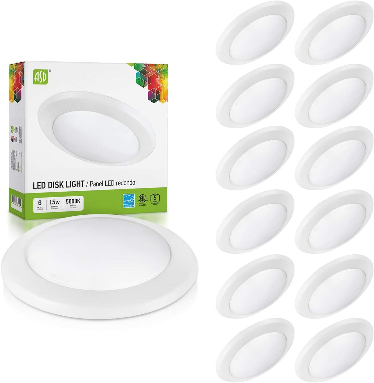 24 Pack 6 Inch LED Disk Light Dimmable Recessed Ceiling Light White Finish 4000K Wet Location Z508366