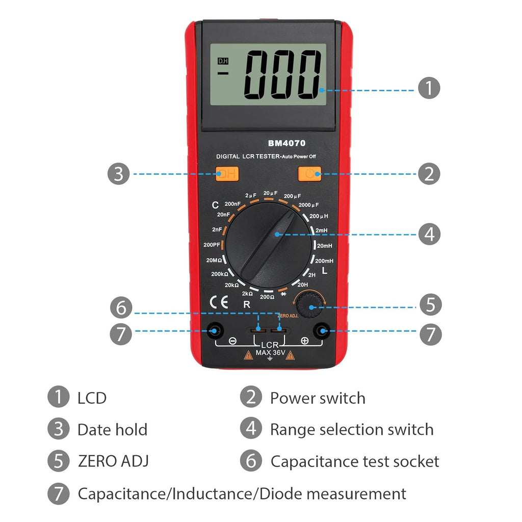 LCR Meter Capacitance Inductance Resistance Tester with Overrange Display P5576