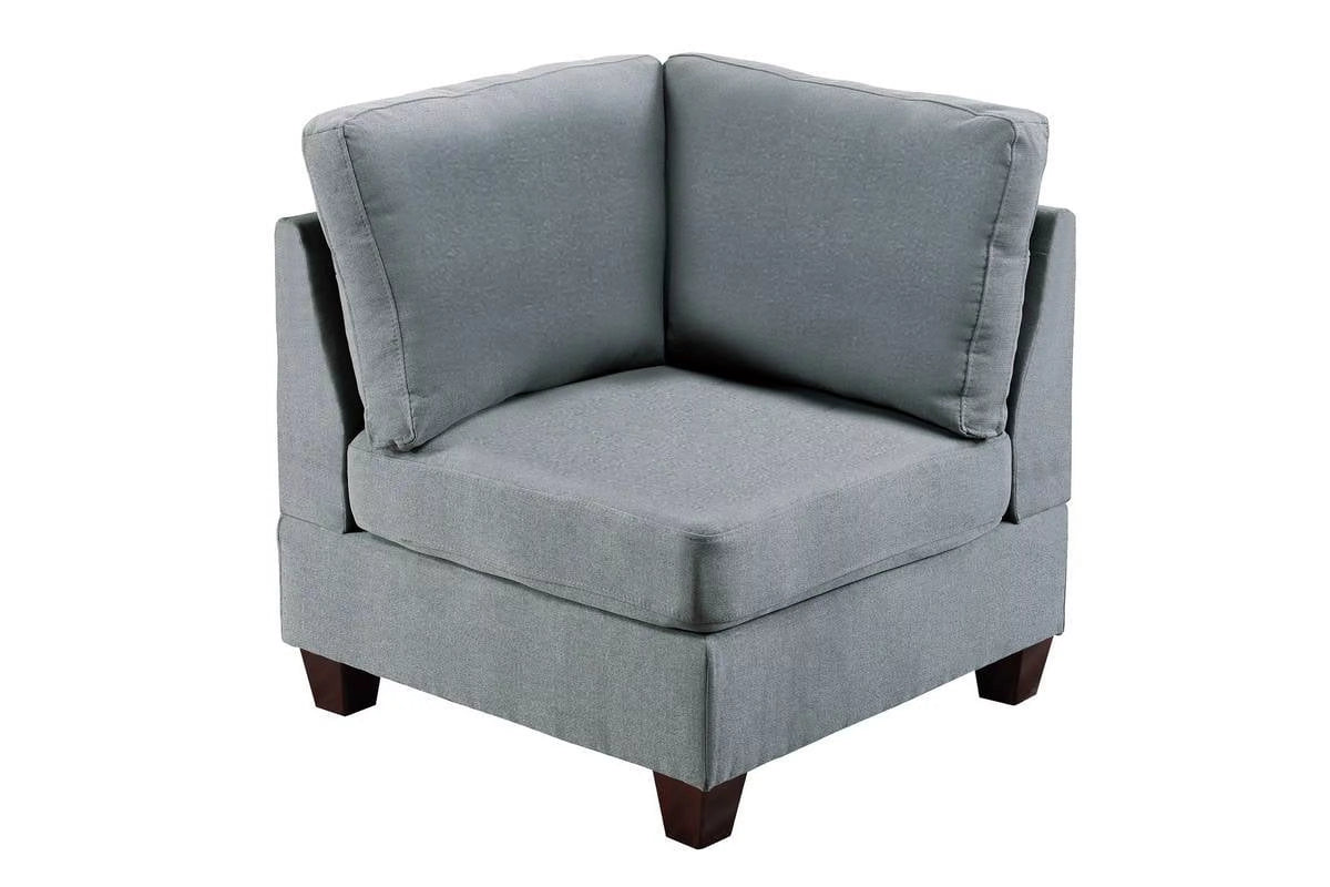Grey Linen Like Fabric 6Pc Modular Sectional L924