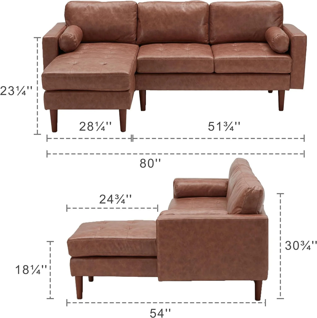 Brown L Shaped Sectional Sofa with Reversible Chaise K192581