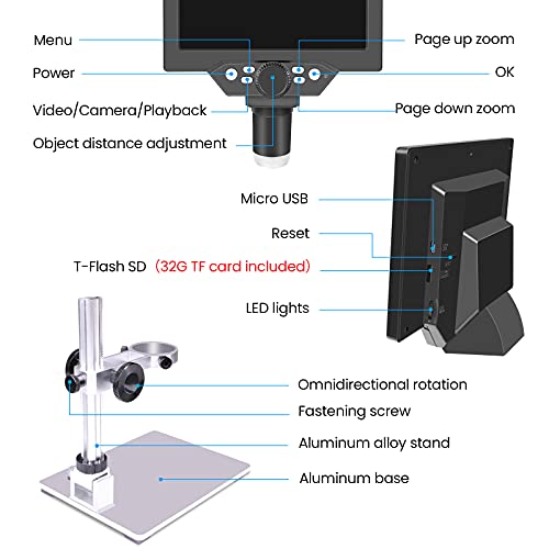 7 inch LCD Digital USB Microscope with 32G TF Card S68114