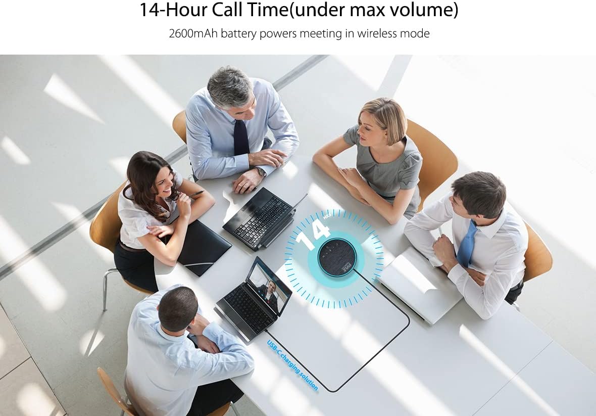 Bluetooth Conference Speaker with USB-C and Aux Cables M511524