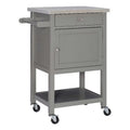 Gray Wood Stainless Steel-Top Kitchen Cart M266