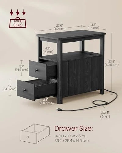 Narrow Nightstand with 2 Drawers C227221