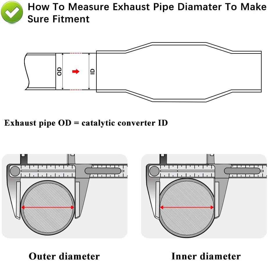 2.25" Inlet/Outlet Universal Catalytic Converter, High Flow Exhaust Pipe, Pack of 2 X485