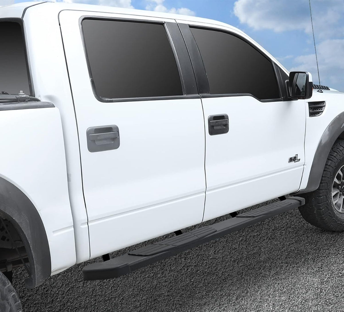 6.5 inch Running Boards Side Steps Nerf Bars Black Power Coating A4212