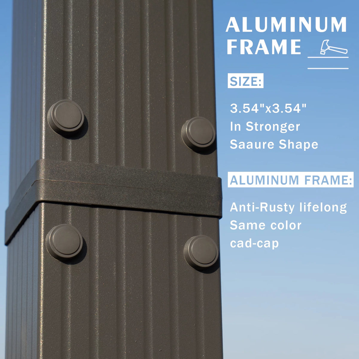 Extra-Large Gray Aluminum Frame Pergola with Sunshade Canopy 10'x12' Beige X363847