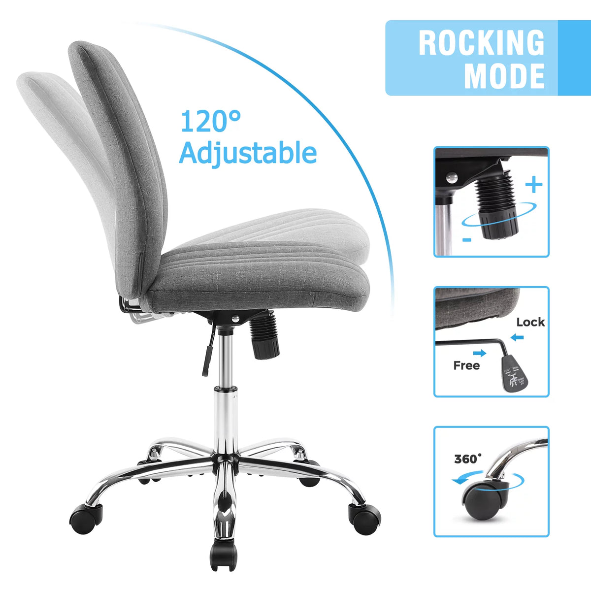 Green Twill Fabric Adjustable Swivel Armless Desk Chair K310