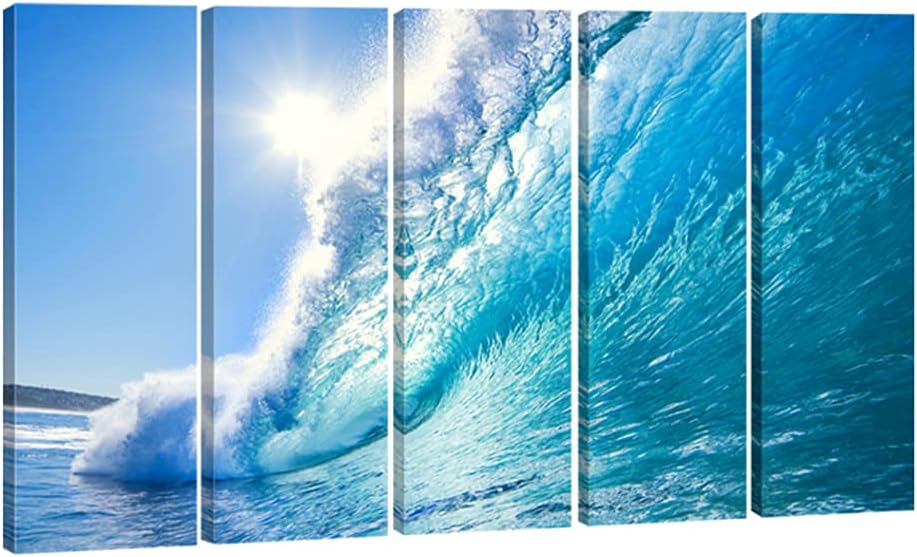 5 Piece Framed Giclee Canvas Prints Seascape Artwork E212