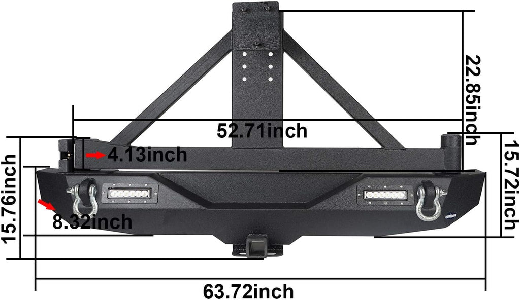 Steel Rear Bumper with Spare Tire Carrier & Hitch Receiver L155724