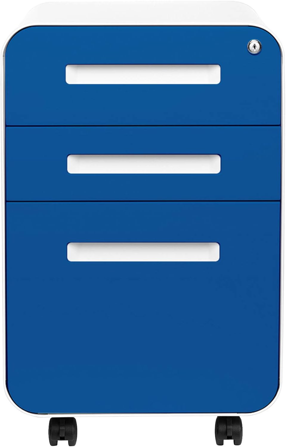 3-Drawer Mobile File Cabinet Blue Faceplate Z7735