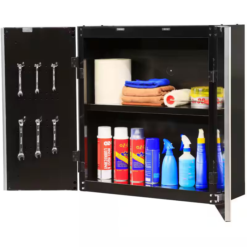Black 24-Gauge Steel Wall Mounted Garage Cabinet S319223