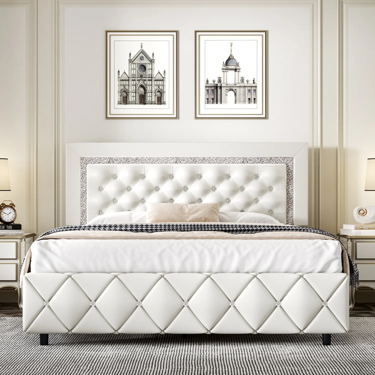 Black Twin Size Upholstered Platform Bed Frame with Headboard K1956