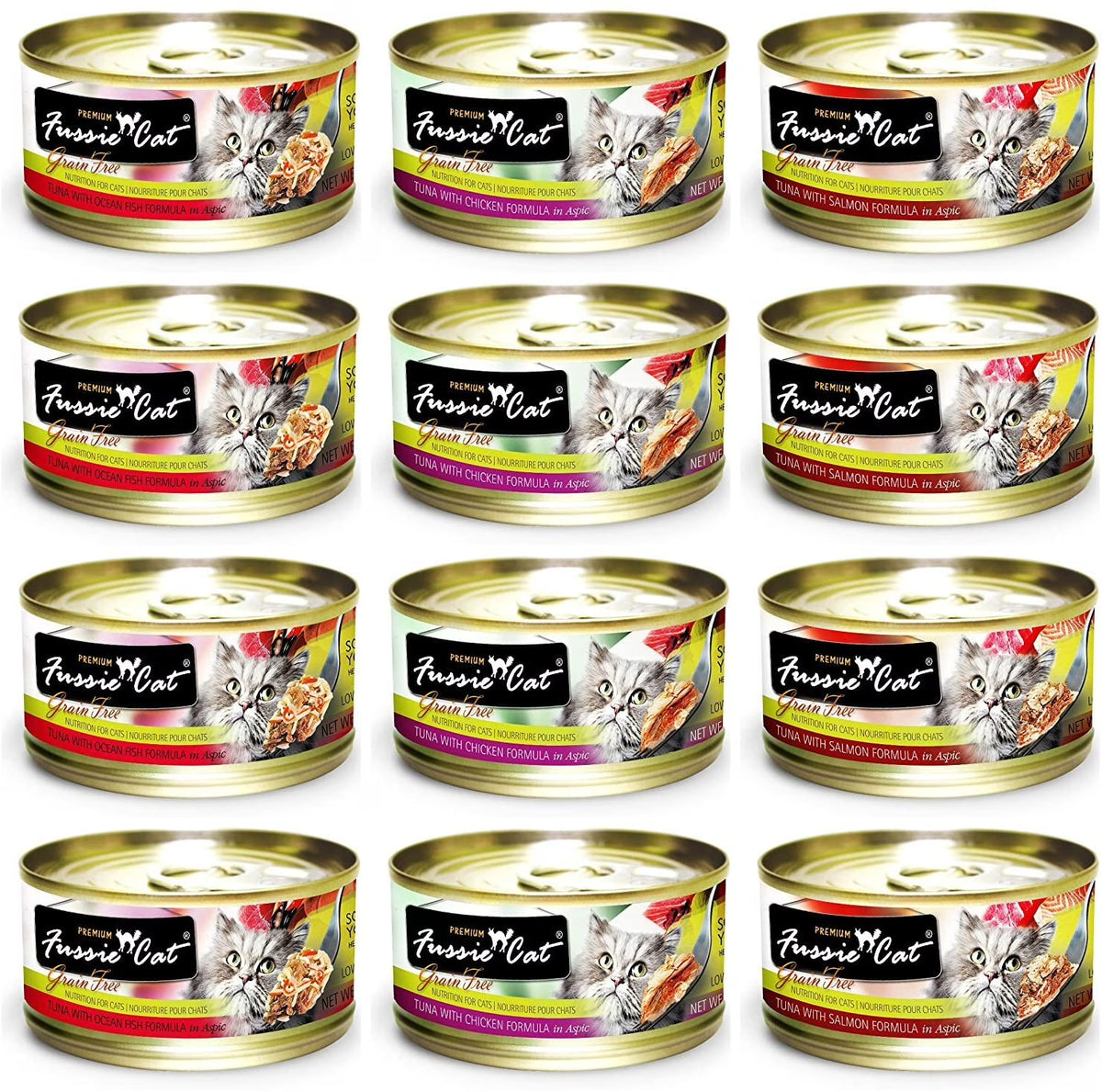 Grain Free Canned Cat Food 3 Flavor Variety Bundle, 2.82 Oz Each (12 Cans Total) Z243493