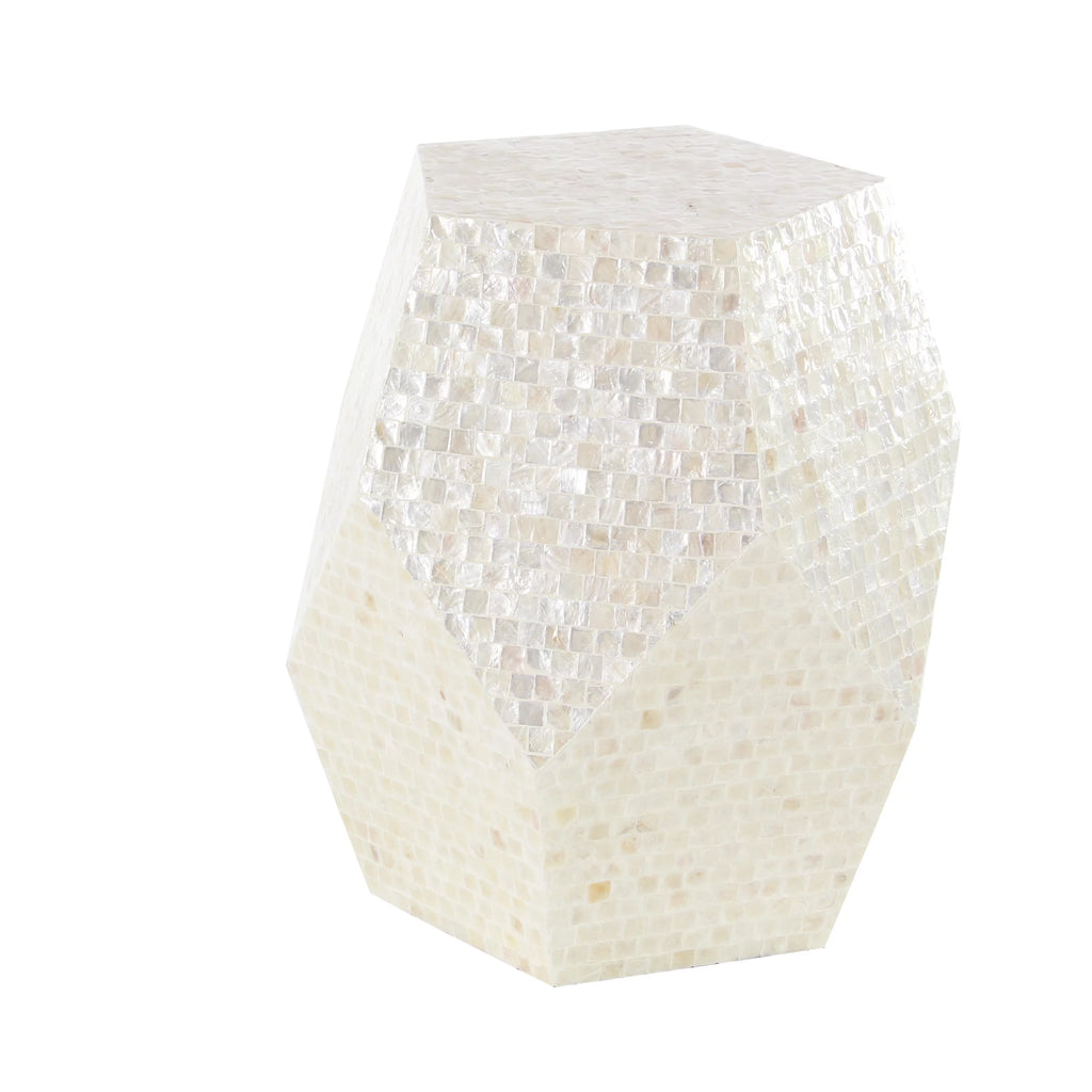 Cream Mother of Pearl Handmade Accent Table S2811