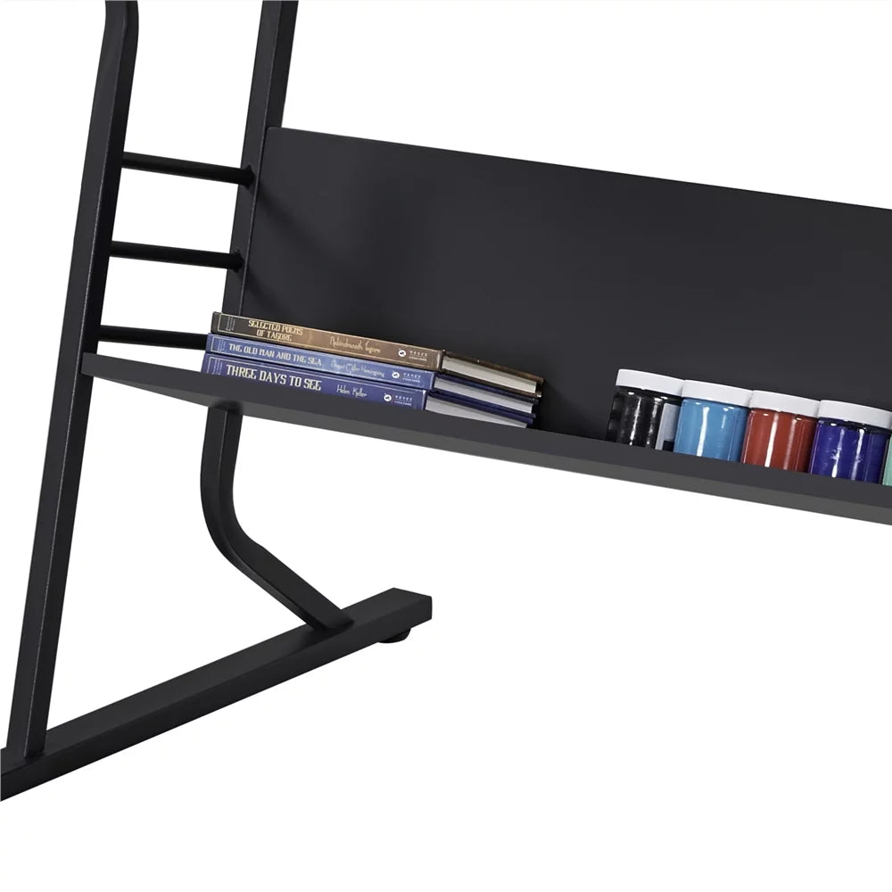 Black Adjustable Drafting Table with Storage Drawers and Stool S657196
