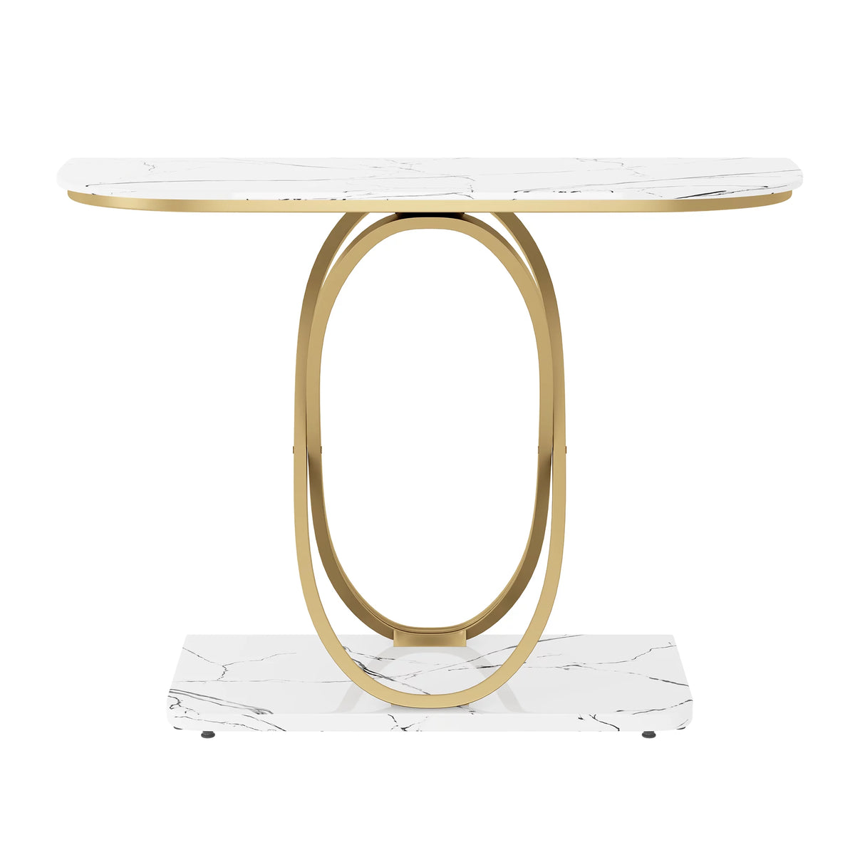 White & Gold Faux Marble Console Table Y210