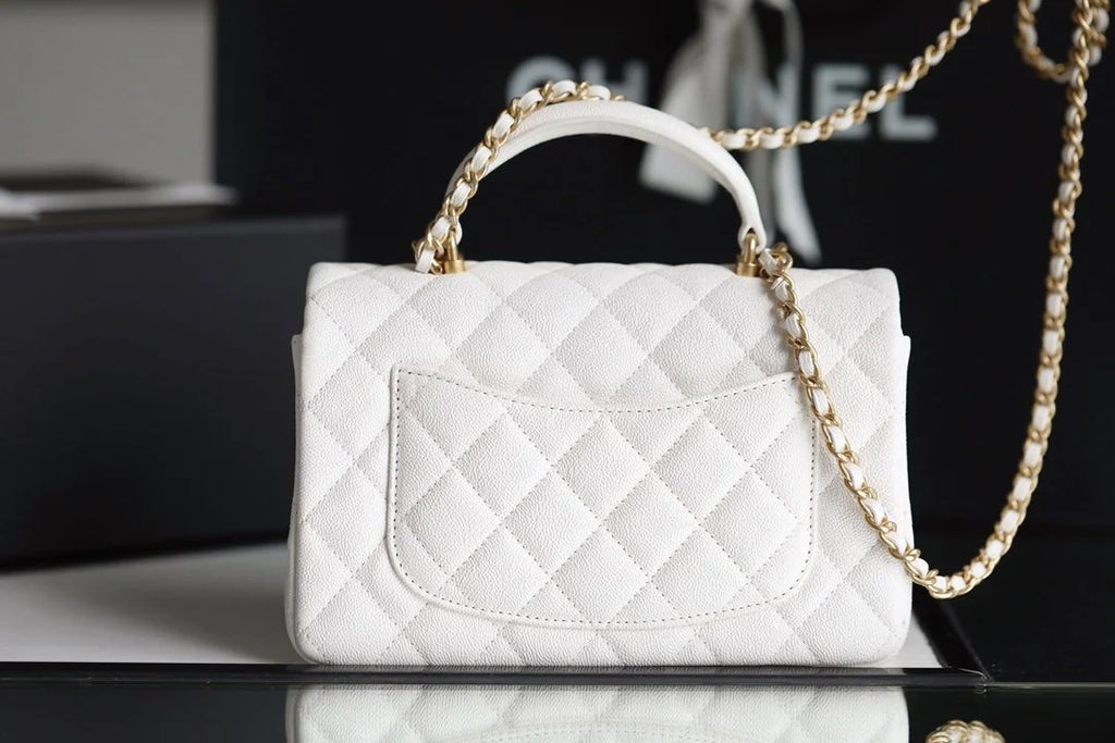 White Mini Flapbag With Top Handle L798168