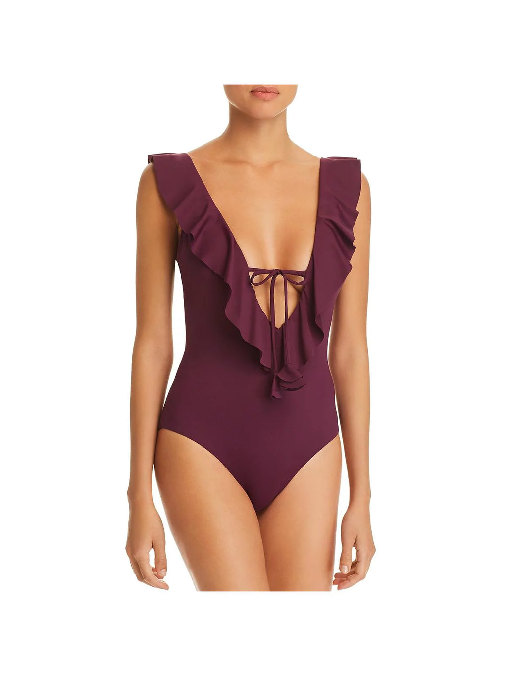 Ruffle Plunging One-Piece Swimsuit X404