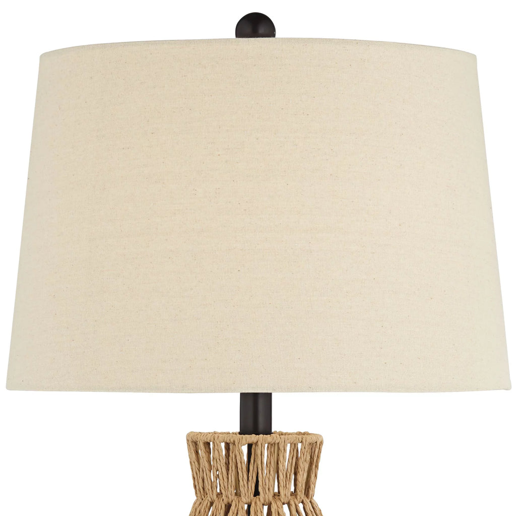 Set of 2 29" Tall Natural Rattan Wicker Table Lamps L890