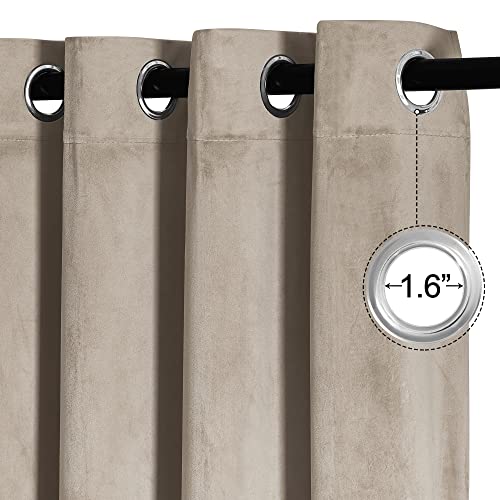 Grey Velvet Curtains 108 inch, 2 Pcs B40632