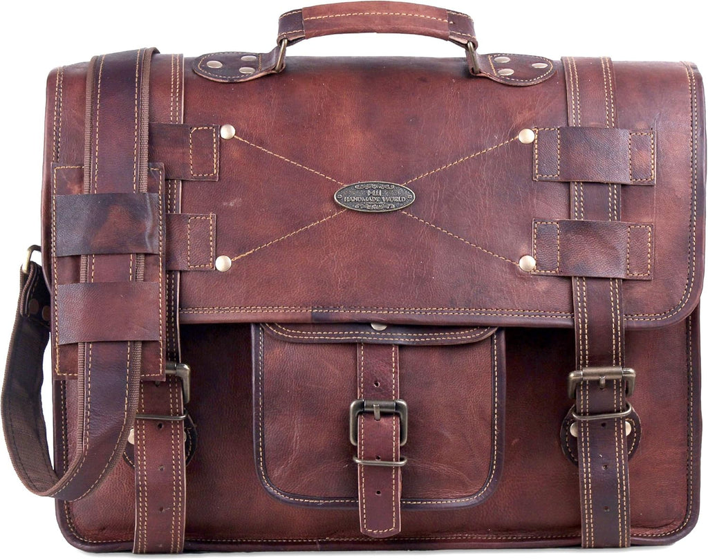 Distressed Leather Messenger Bag Satchel (13 X 18) H39350