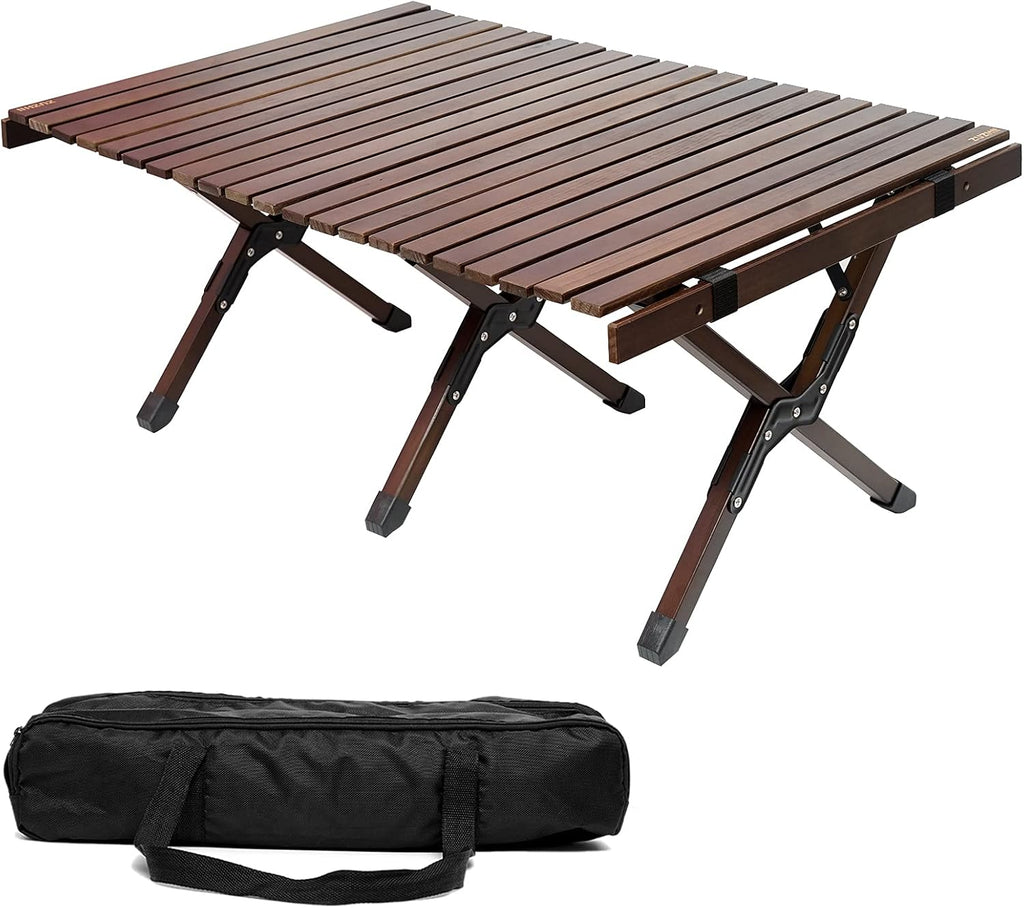 Portable Folding Wooden Camping Table with Carry Bag U573216