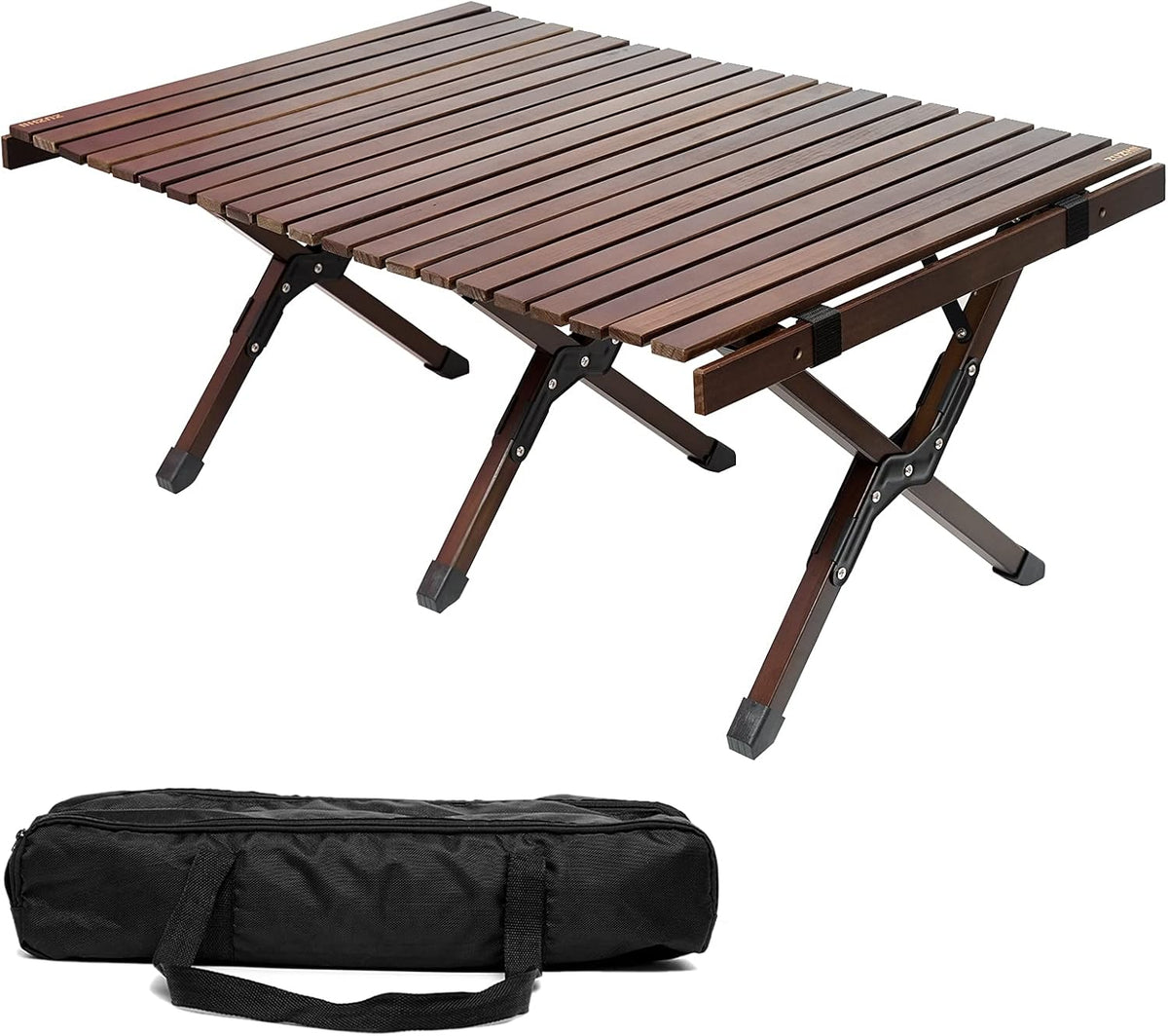 Portable Folding Wooden Camping Table with Carry Bag U573216