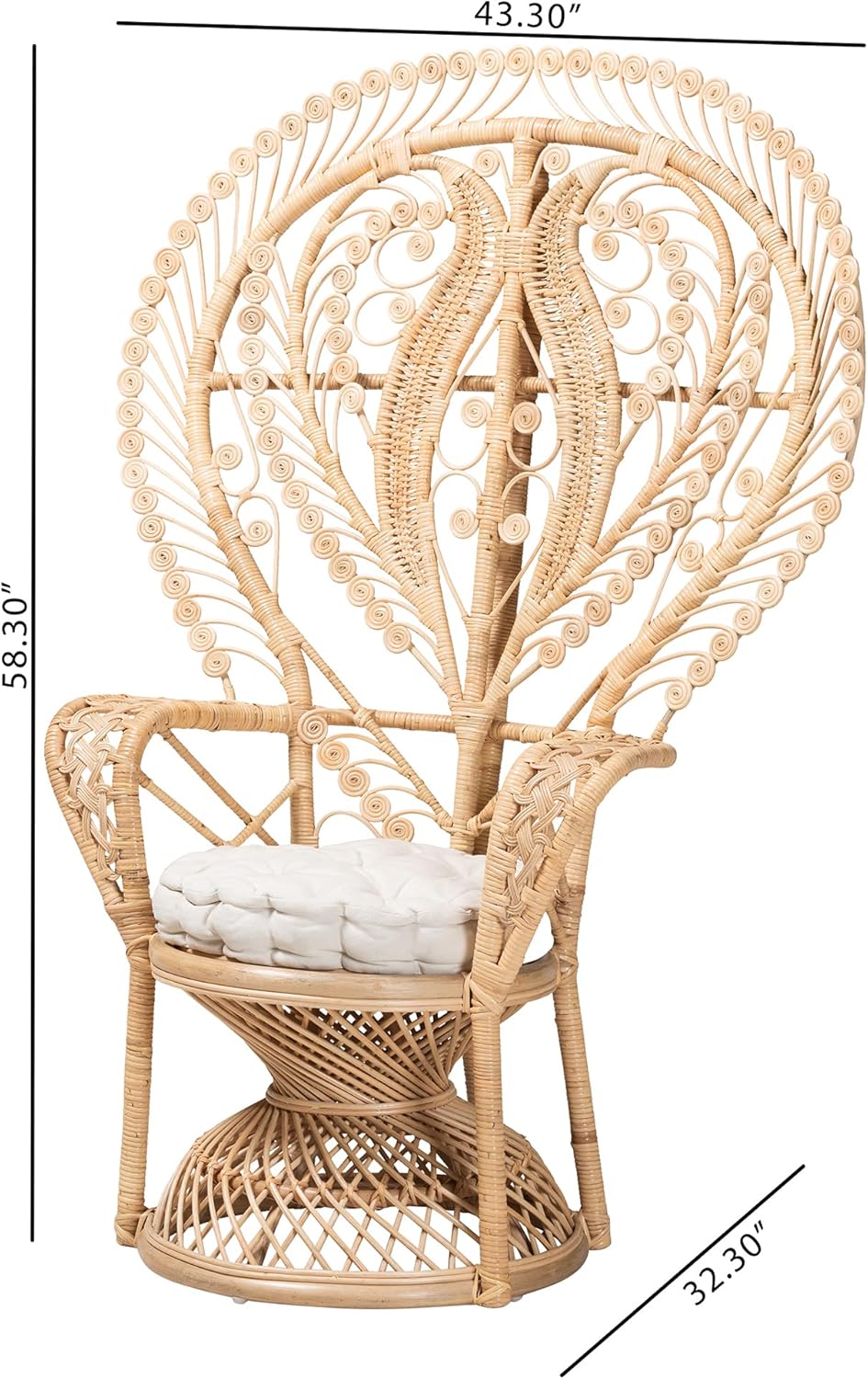 Oversized Natural Rattan Peacock Chair H9434