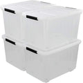 Clear Plastic Storage Box with Wheels, Set of 4 Q286