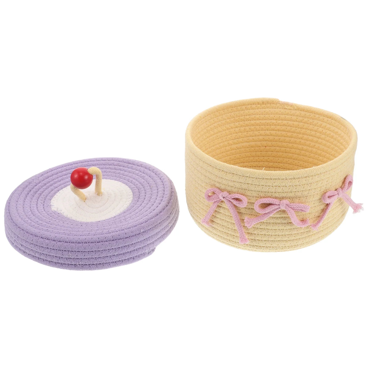Woven Cotton Rope Basket With Lid Y74664