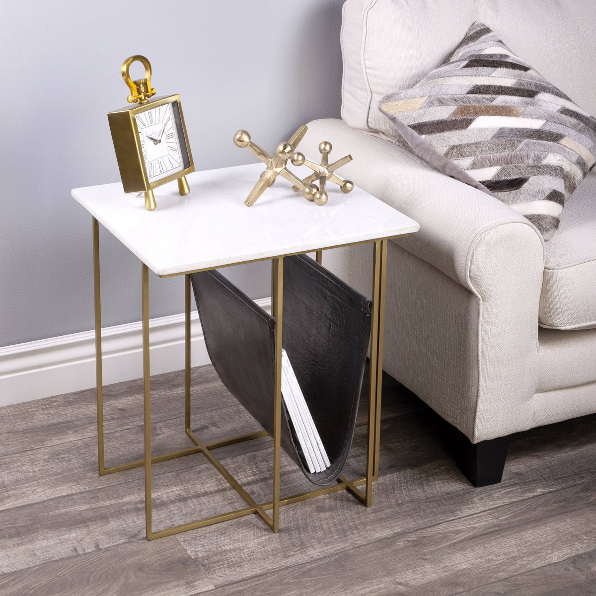 Marble Leather Magazine Table O378242
