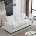 3 Seater White Teddy Fabric Sofa with Pillows E22944
