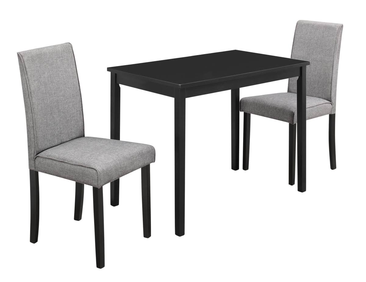 3 Piece Black & Grey Linen Dining Chair Set L756991