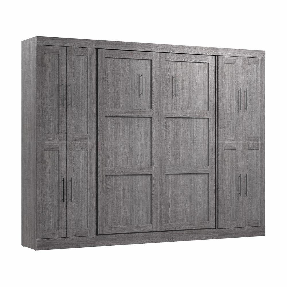 Bark Gray Full Murphy Bed with Storage Cabinets G914899