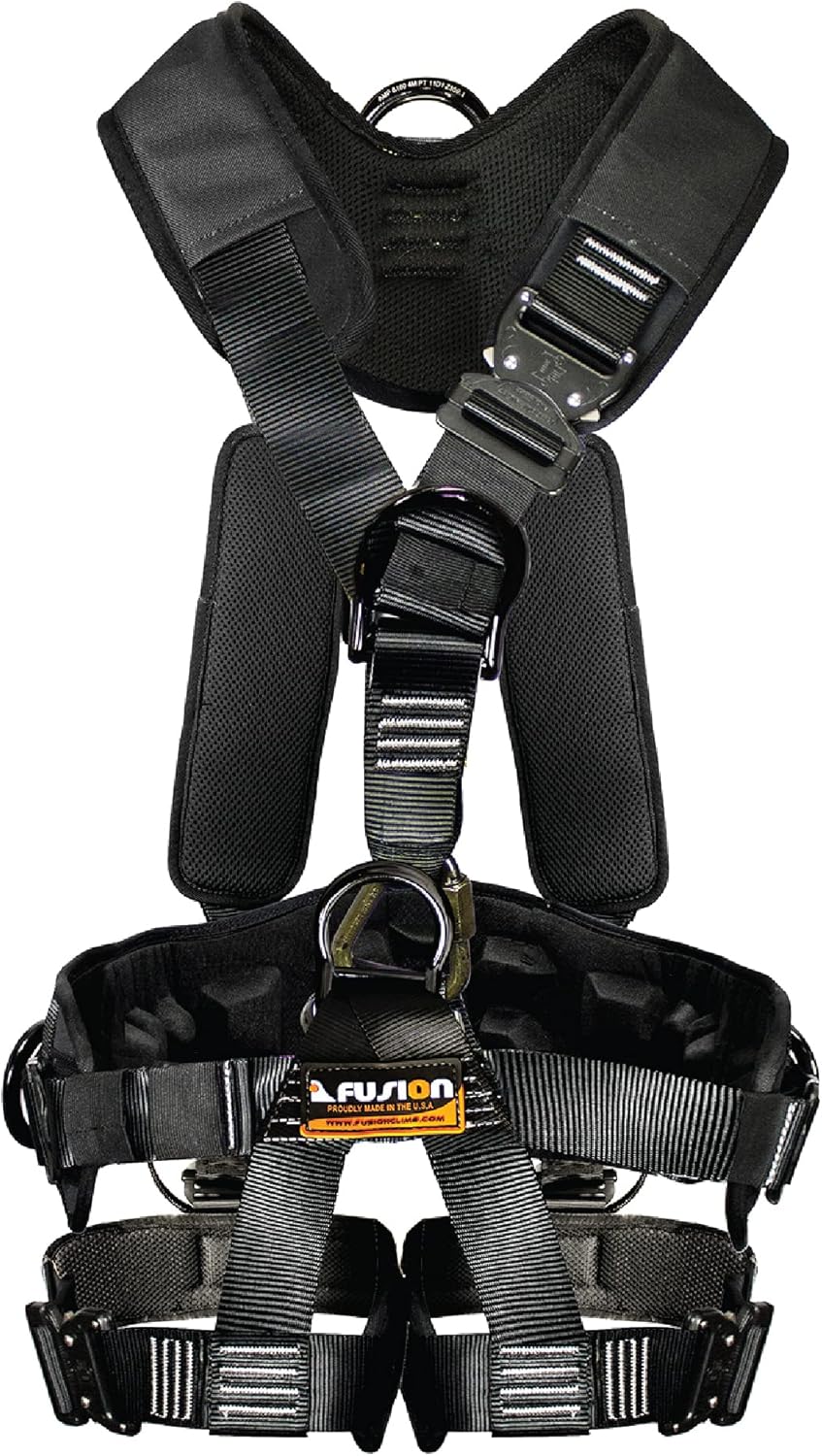 Tactical Full Body EVA Padded Zipline Harness 23kN M-L Black B311
