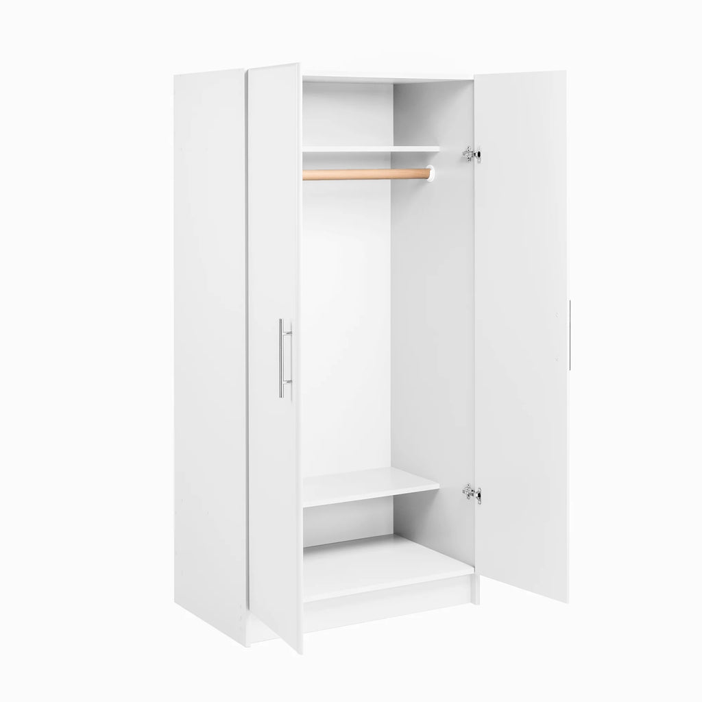 White Wardrobe Closet & Cabinet with Hanging Rail J8319