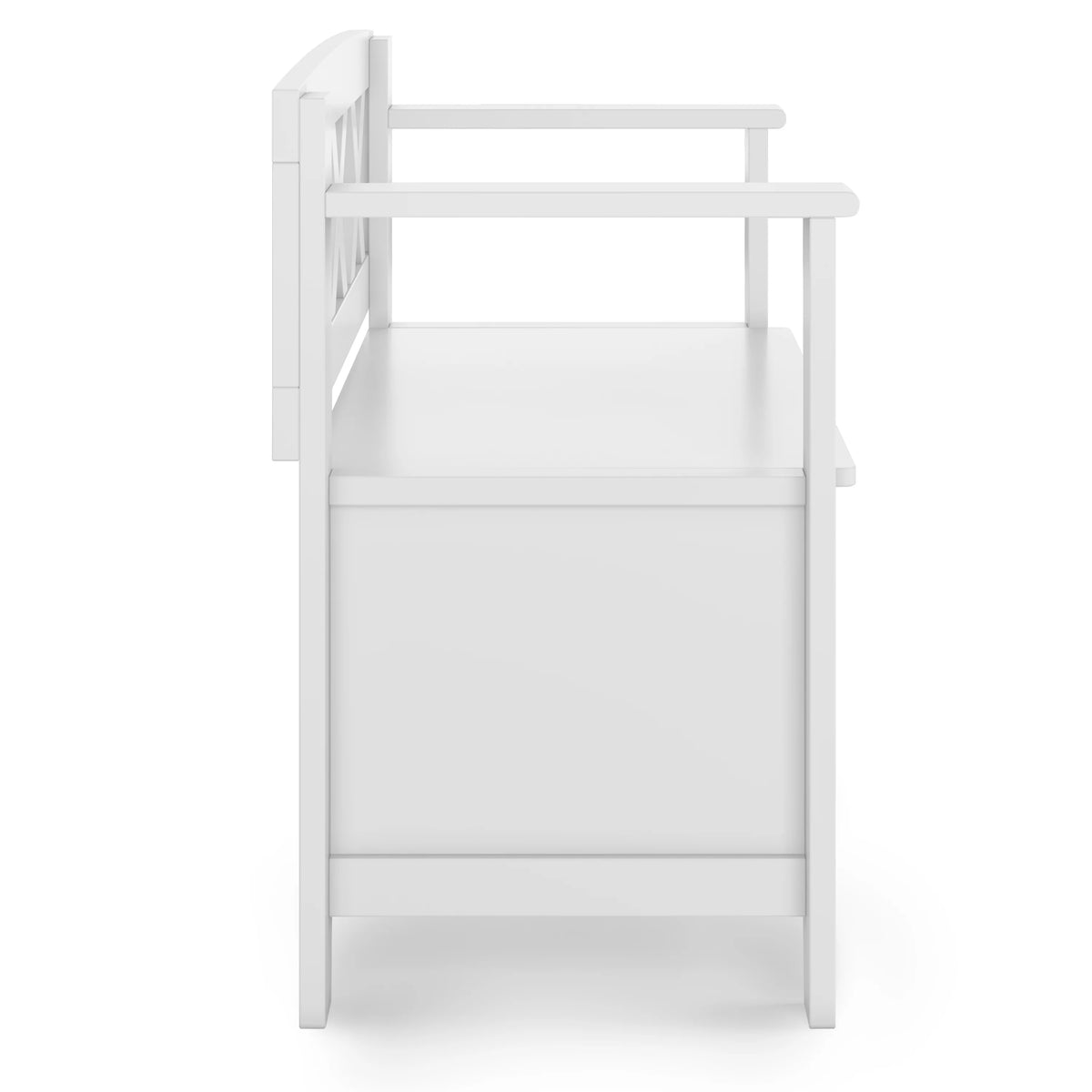 White Solid Wood 36 Inch Storage Bench N365586