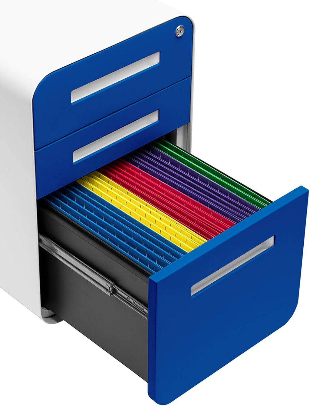 3-Drawer Mobile File Cabinet Blue Faceplate Z7735