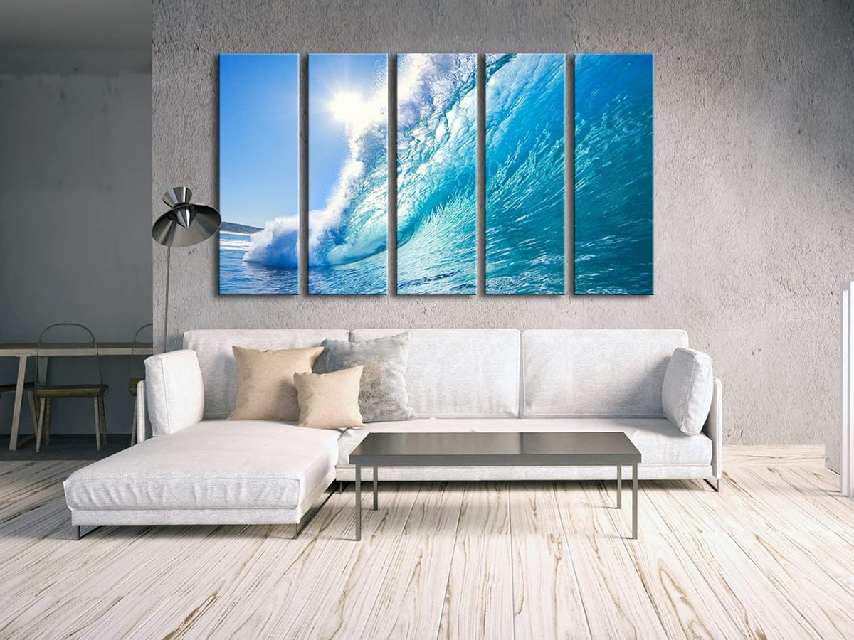 5 Piece Framed Giclee Canvas Prints Seascape Artwork E212
