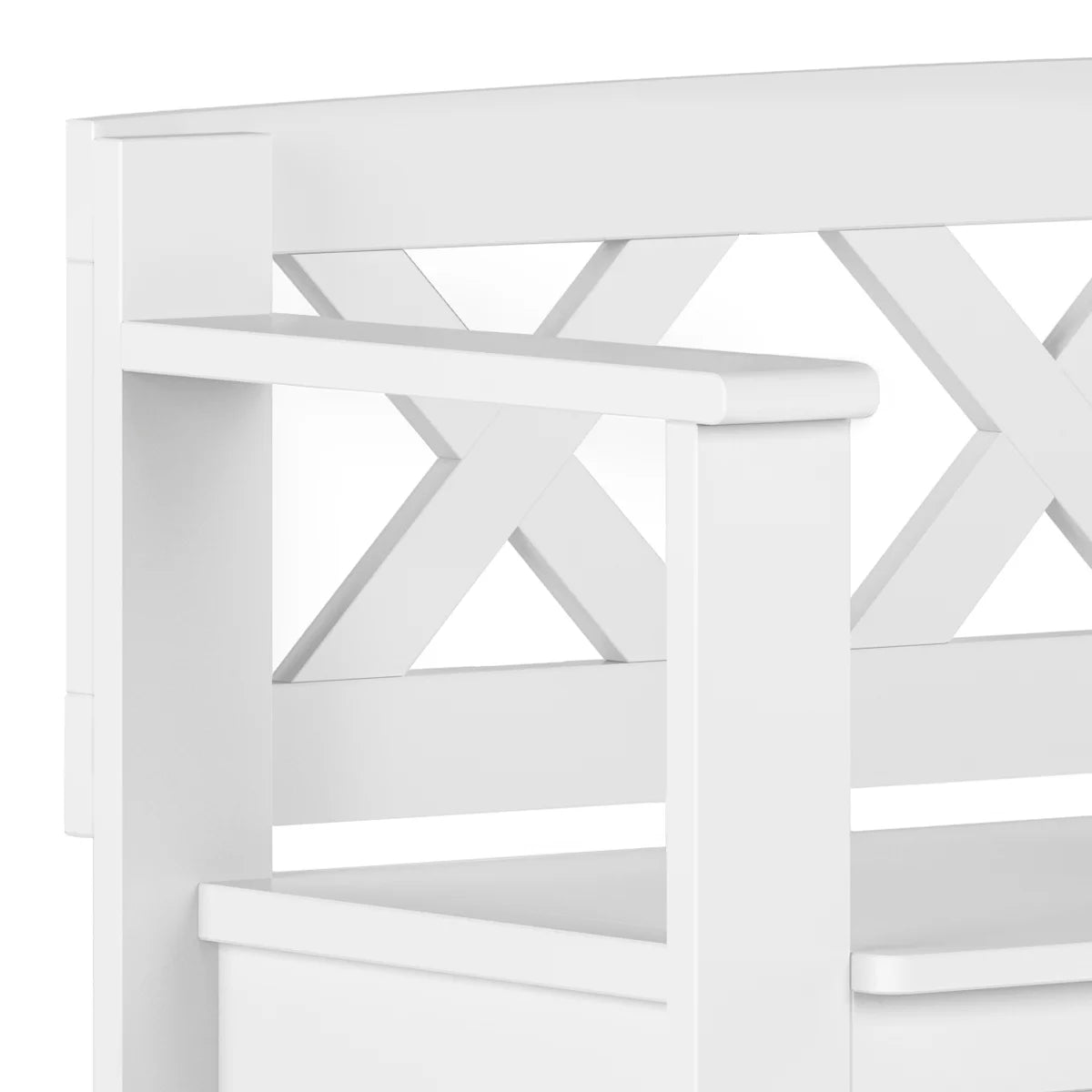 White Solid Wood 36 Inch Storage Bench N365586