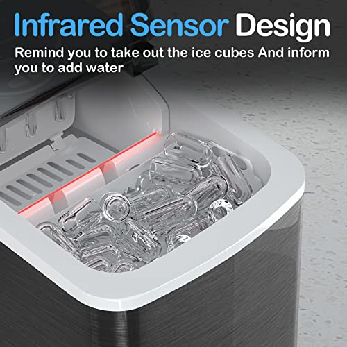 Black Countertop Ice Maker with Scoop and Basket T7994