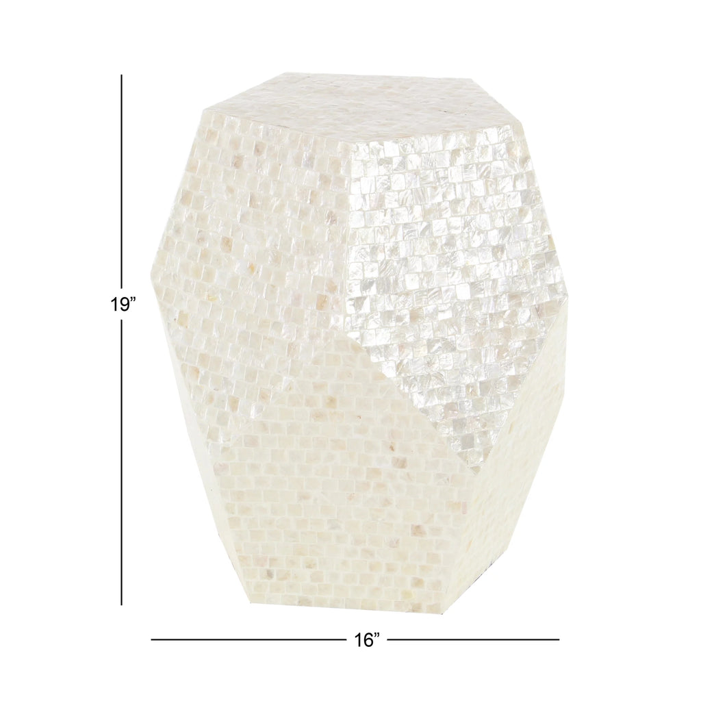 Cream Mother of Pearl Handmade Accent Table S2811