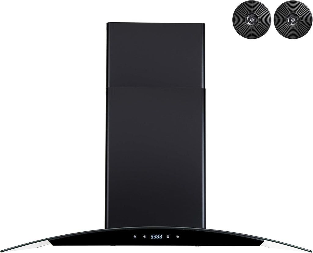 30 in Black Painted Stainless Steel Convertible Wall Mount Range Hood C9991