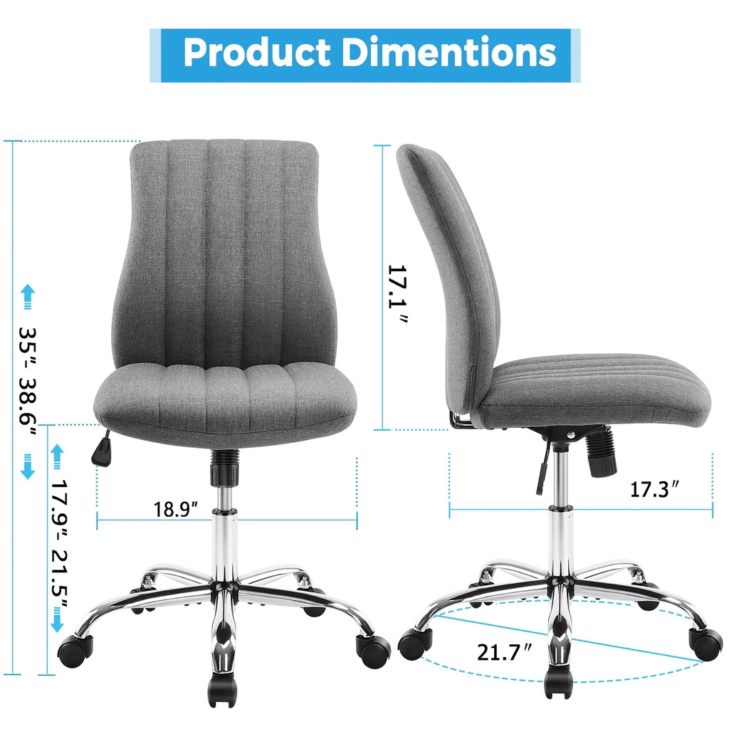 Green Twill Fabric Adjustable Swivel Armless Desk Chair K310